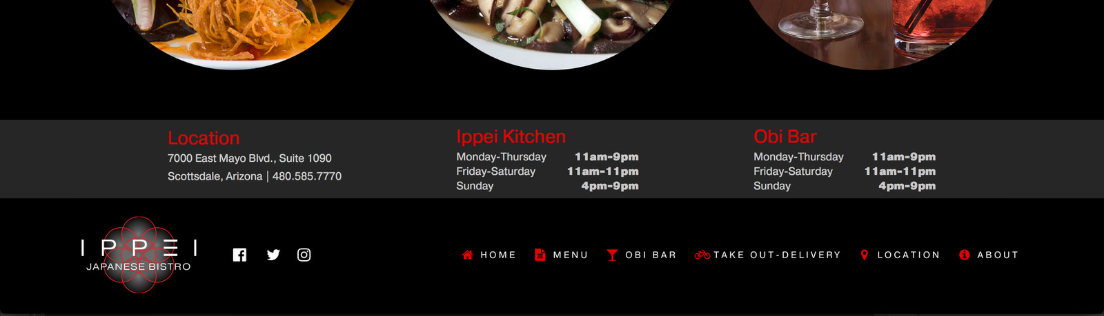 Restaurant Homepage - NAP/Hours in footer