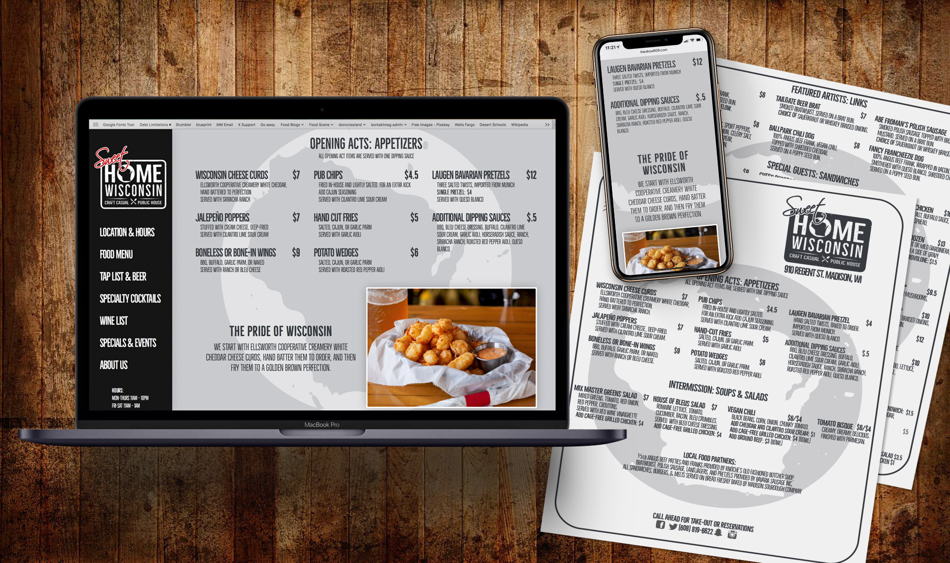 Example of responsive HTML menu matching the printed restaurant menu