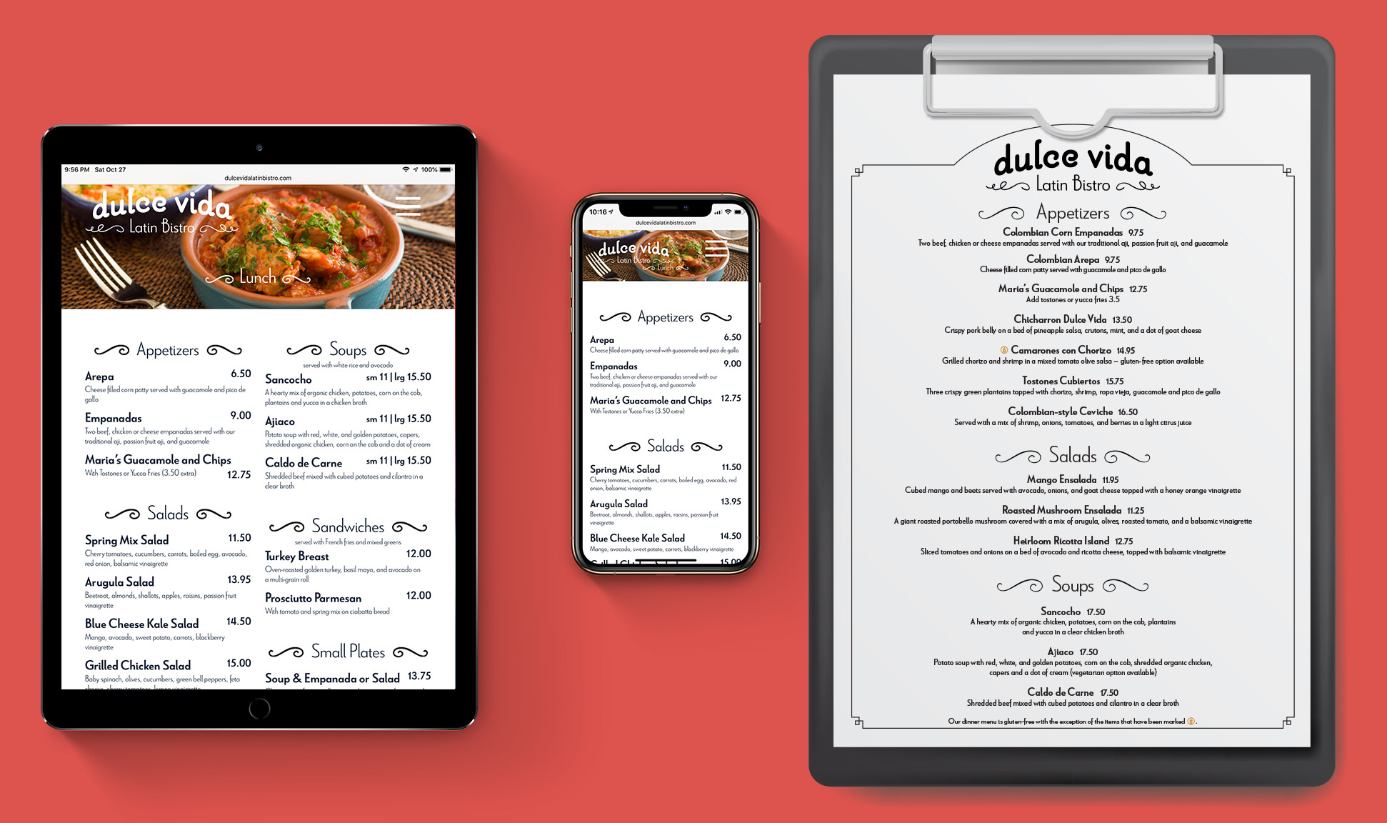 Dulce Vida menu design